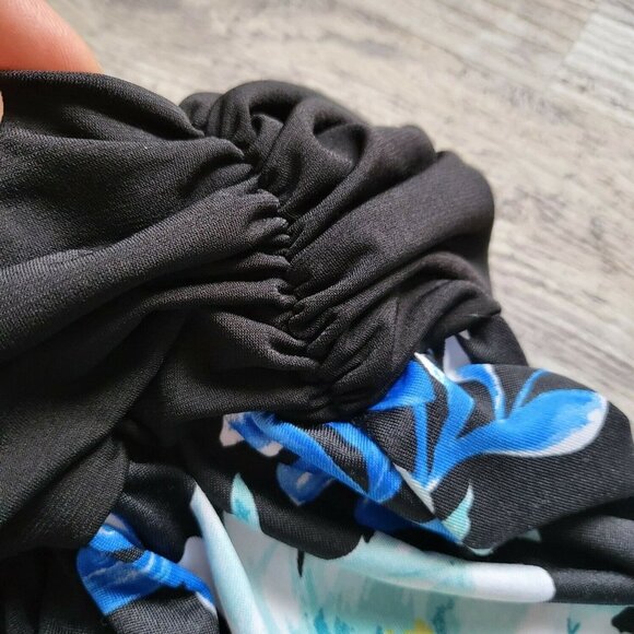 Apt 9 Womens Black Blue Floral Polyester Elastic Waist A Line Skirt Size Small - Picture 9 of 12